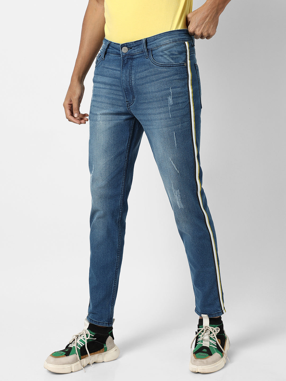 Contrast Side-Striped Denim Jeans