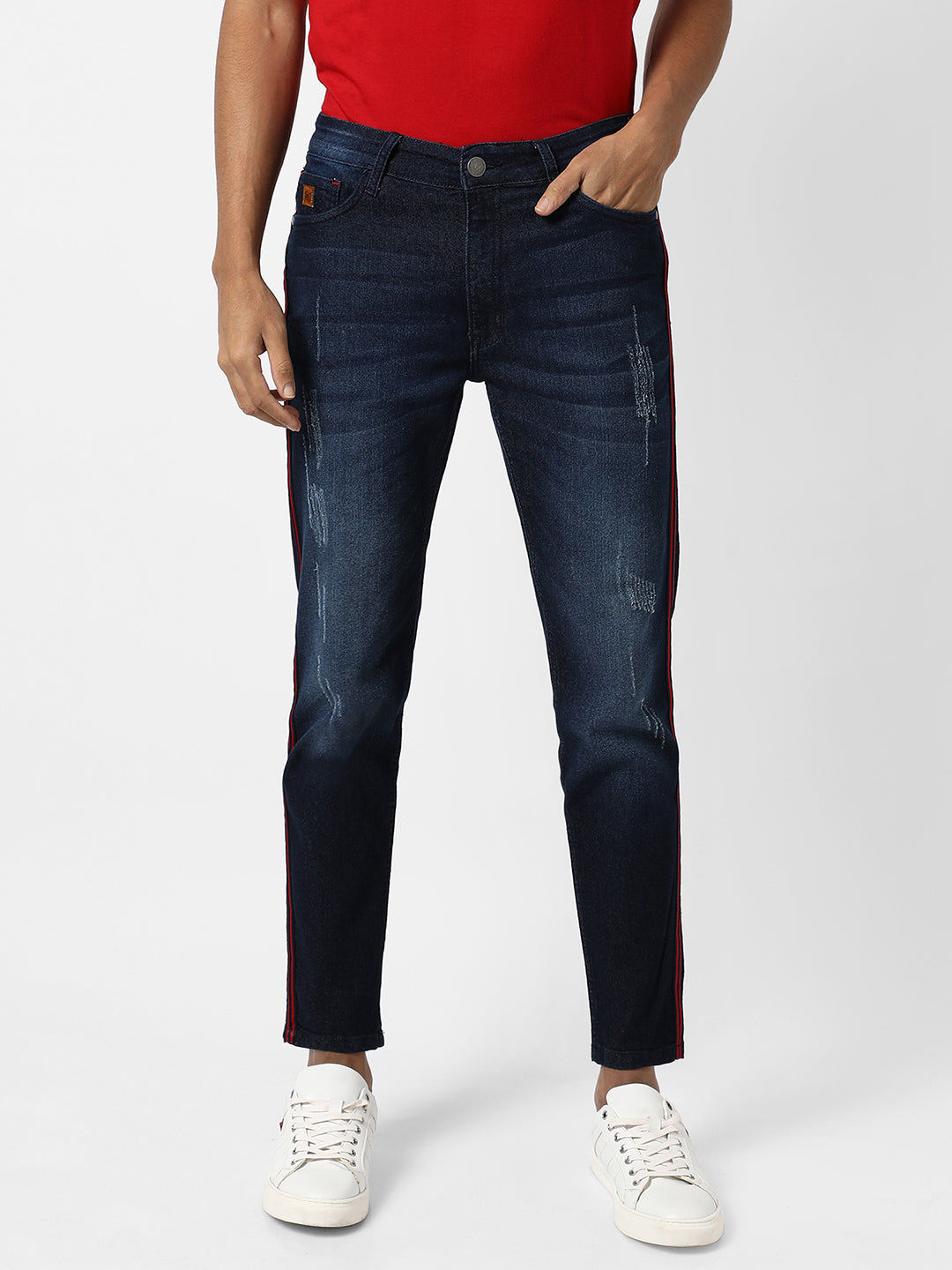 Pencil Side-Striped Denim Jeans