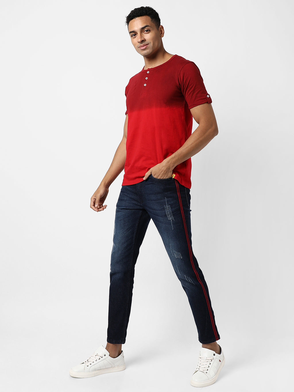 Pencil Side-Striped Denim Jeans