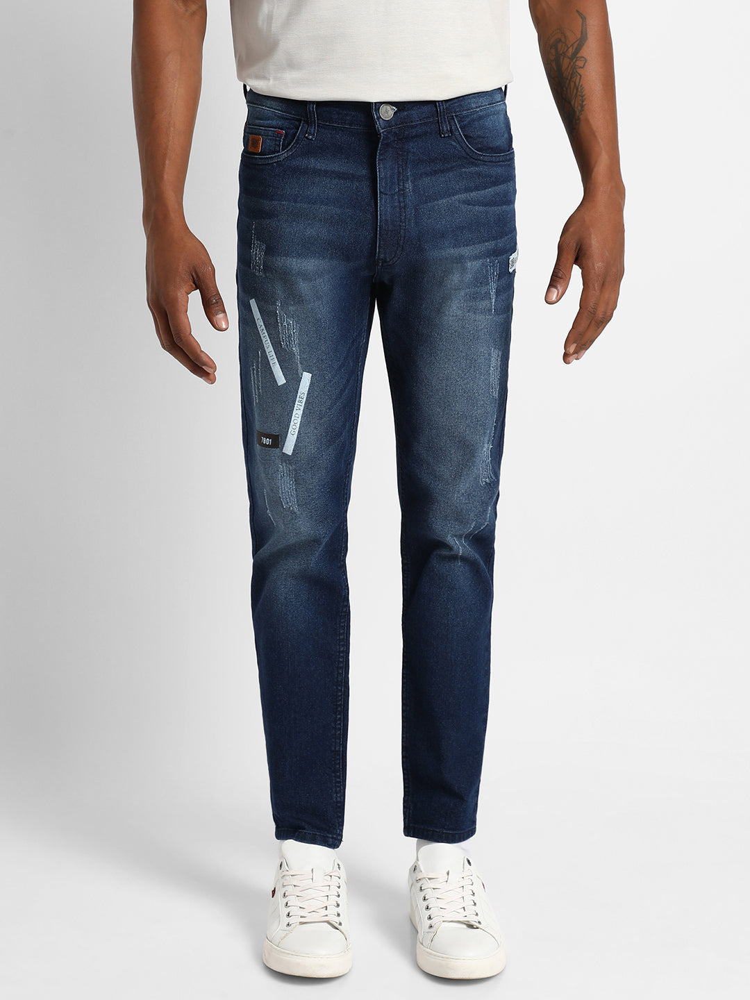 Embroidered Patched Denim Jeans