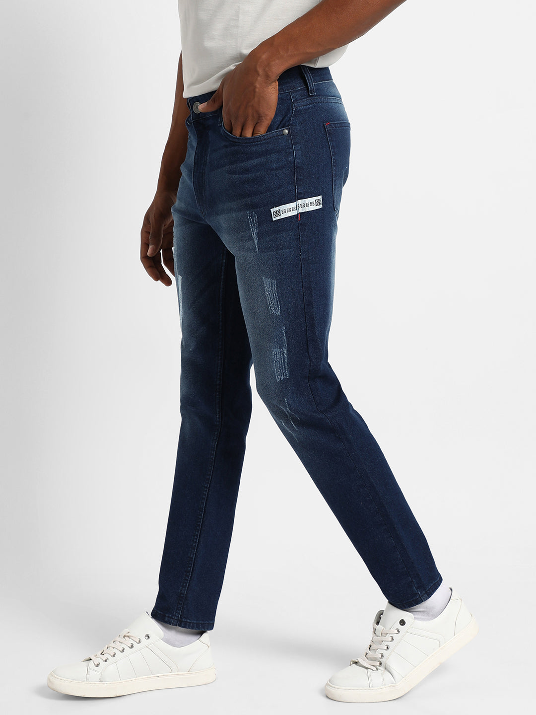 Embroidered Patched Denim Jeans