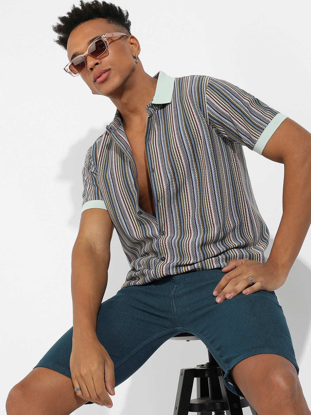 Contrast Knitted Shirt