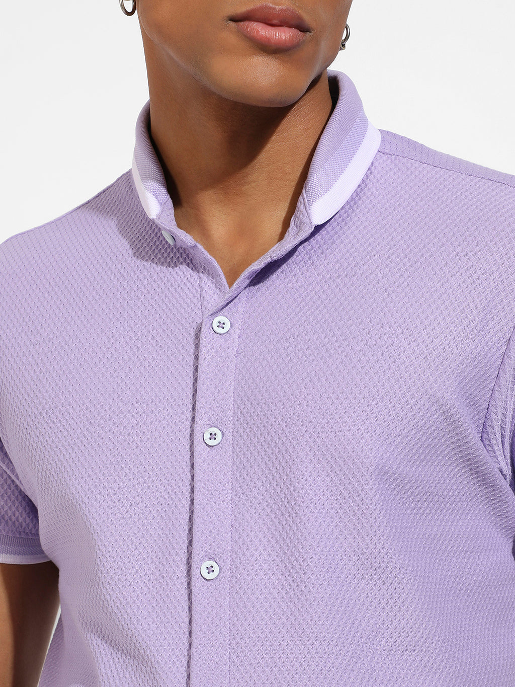Men's Lavender Honeycomb Knit Shirt