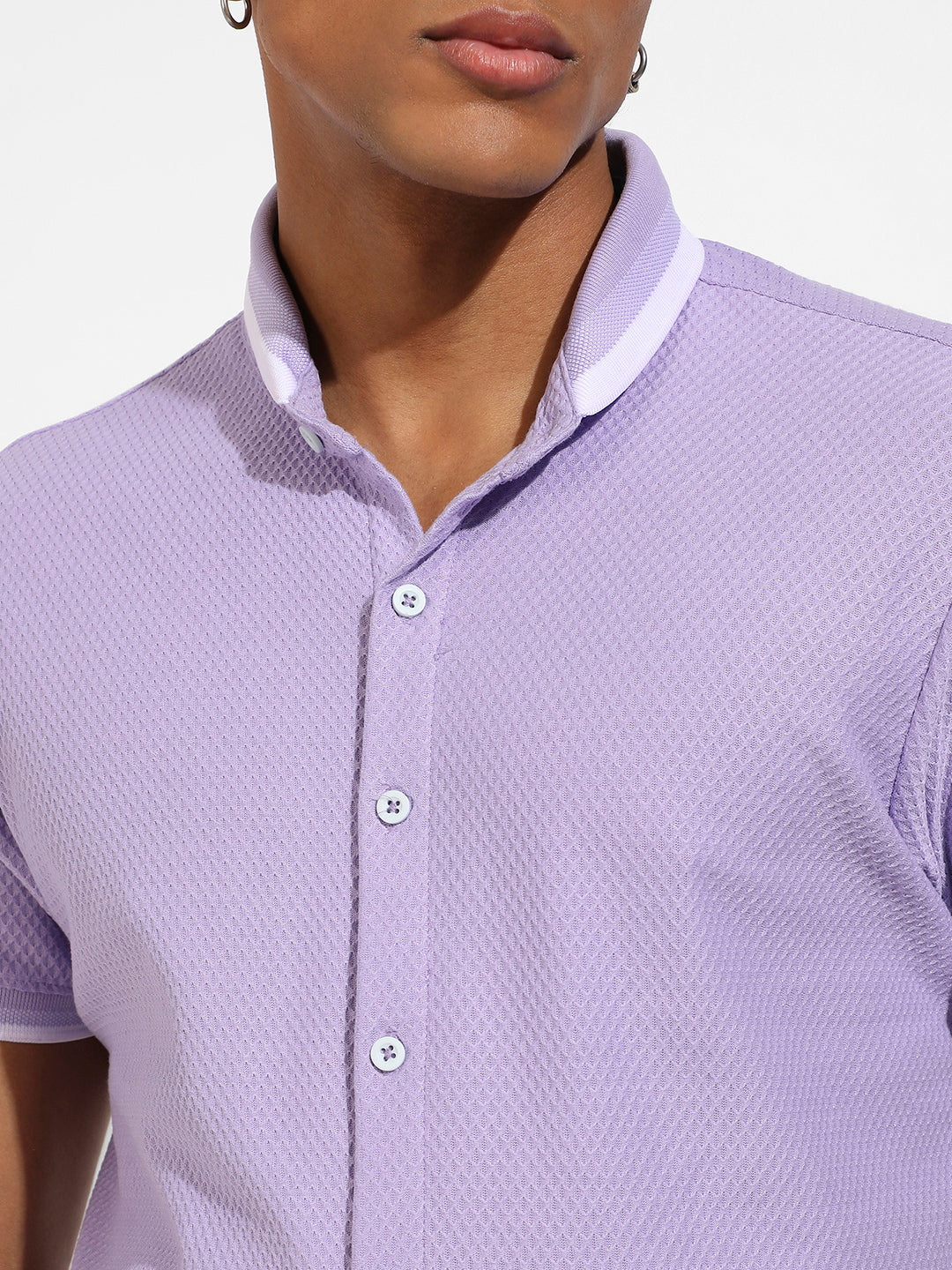 Men's Lavender Honeycomb Knit Shirt