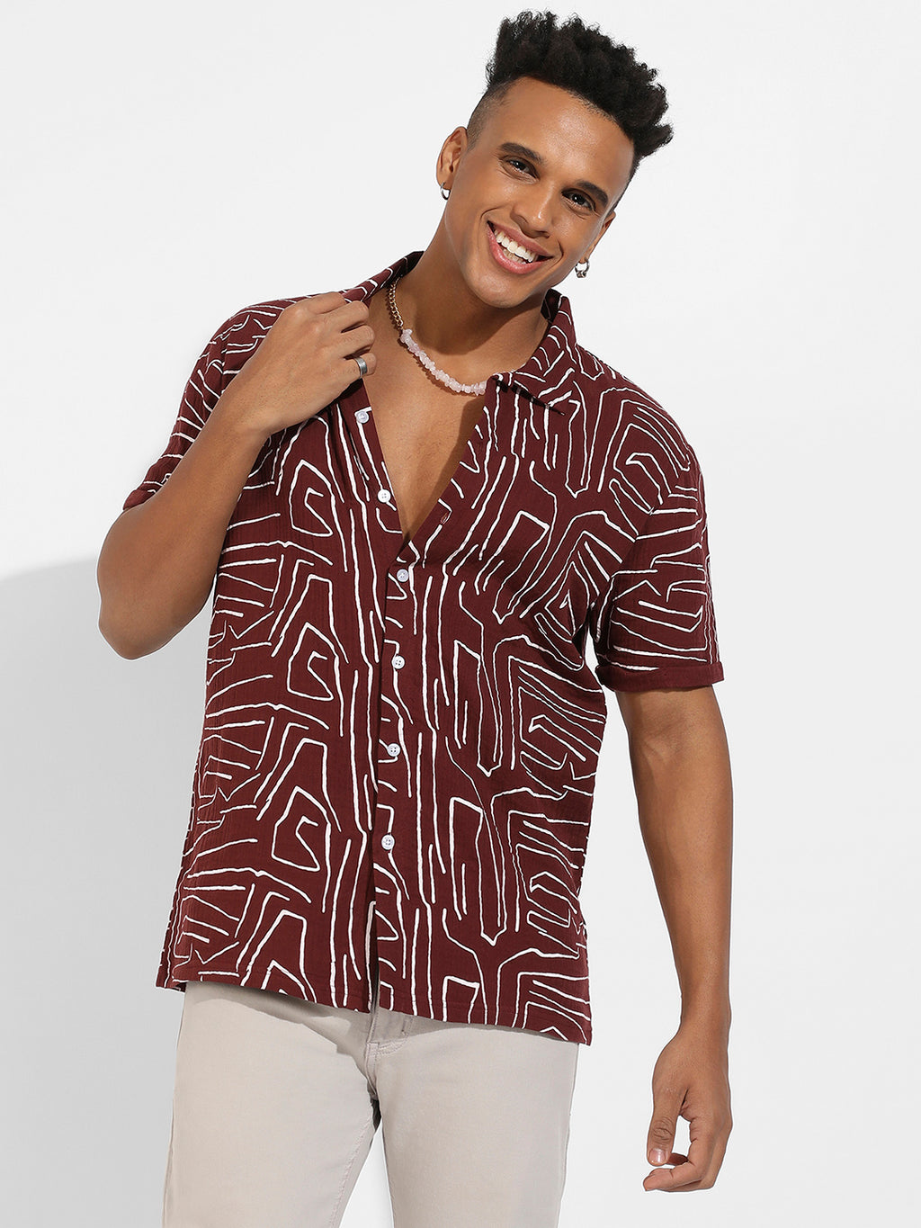 Abstract Lines Print Shirt