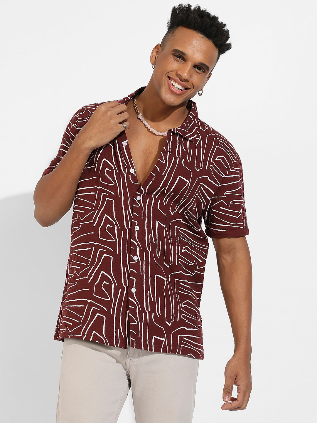 Abstract Lines Print Shirt