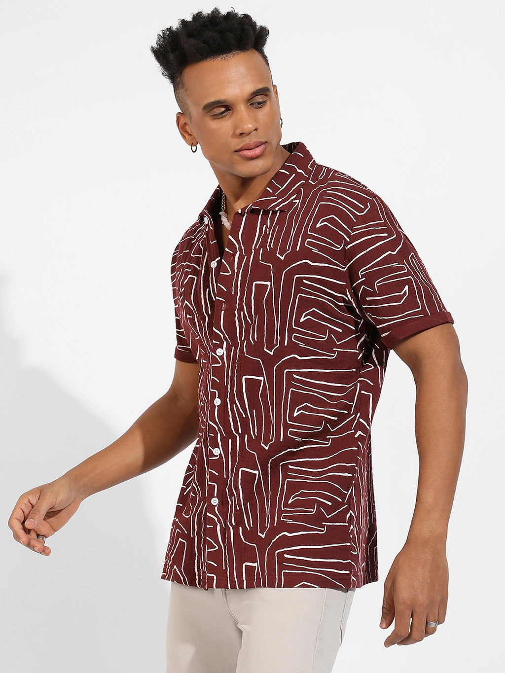 Abstract Lines Print Shirt