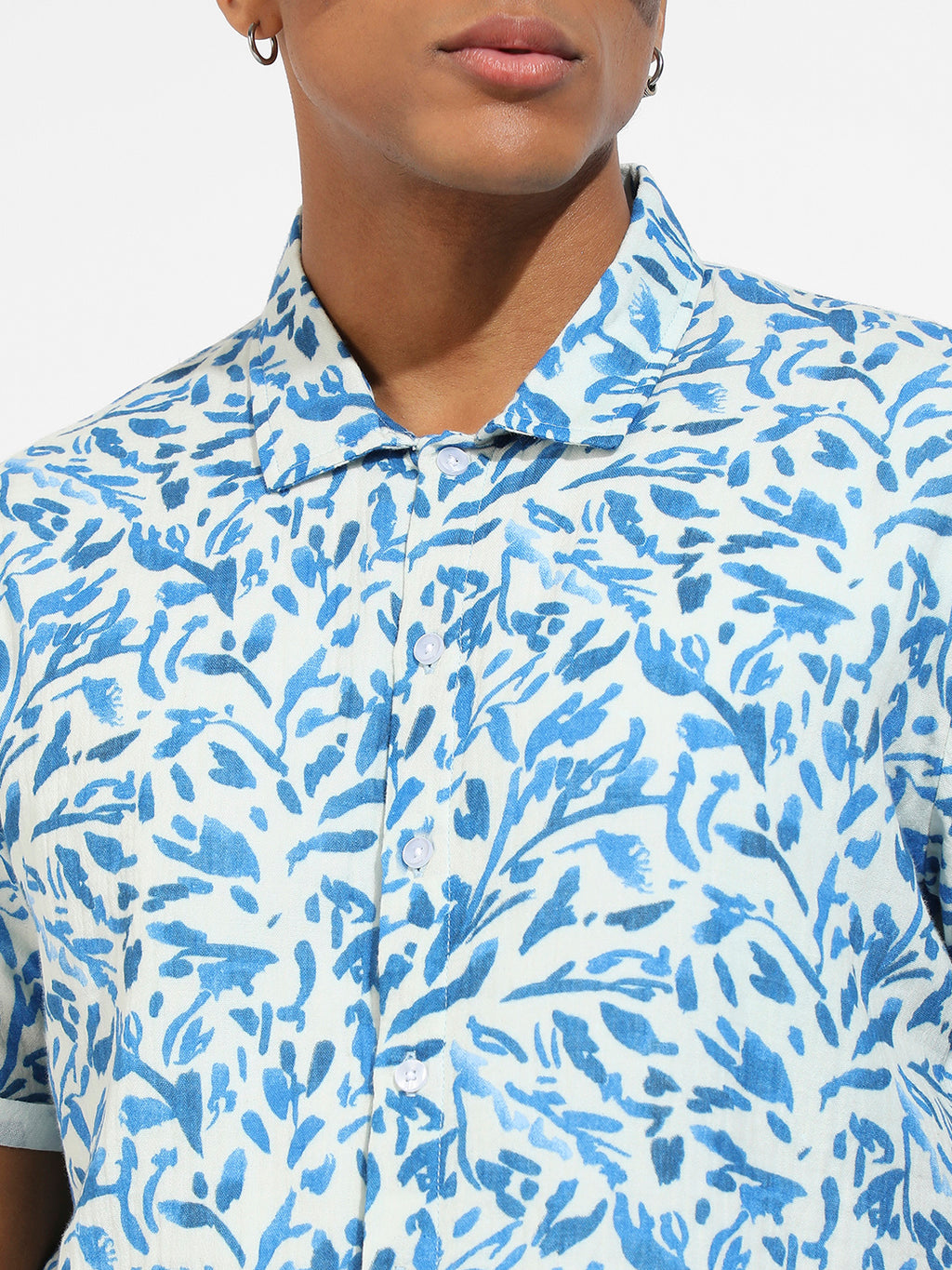 Men's Blue Foliage Strokes Shirt