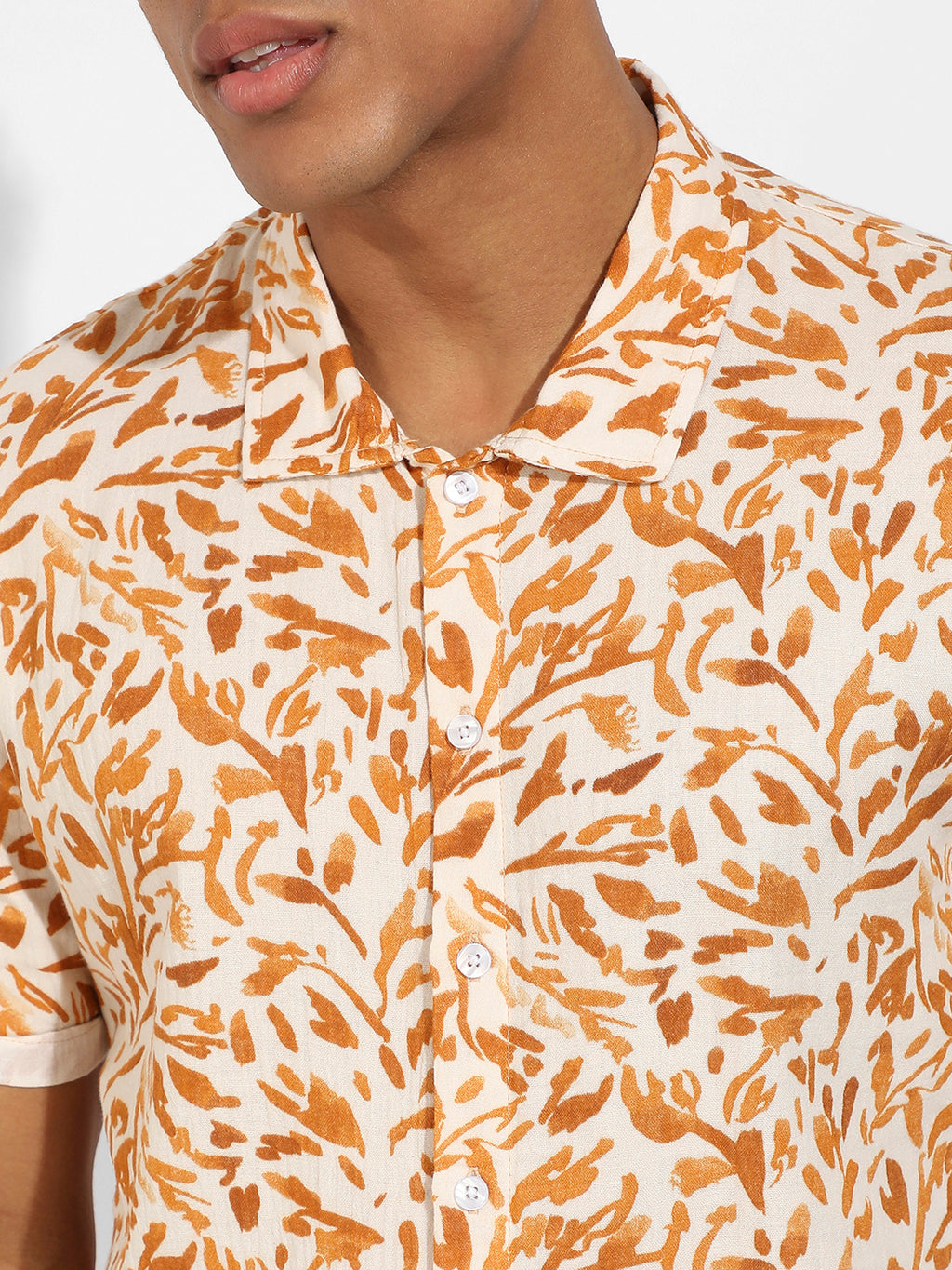 Men's Brown Foliage Strokes Shirt