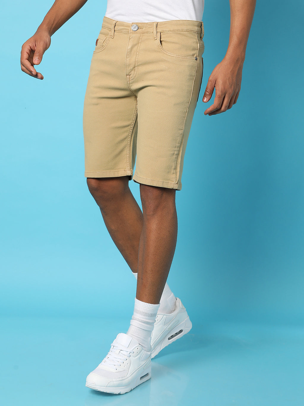 Solid Regular Denim Shorts