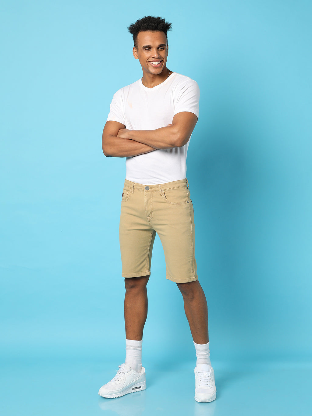 Solid Regular Denim Shorts