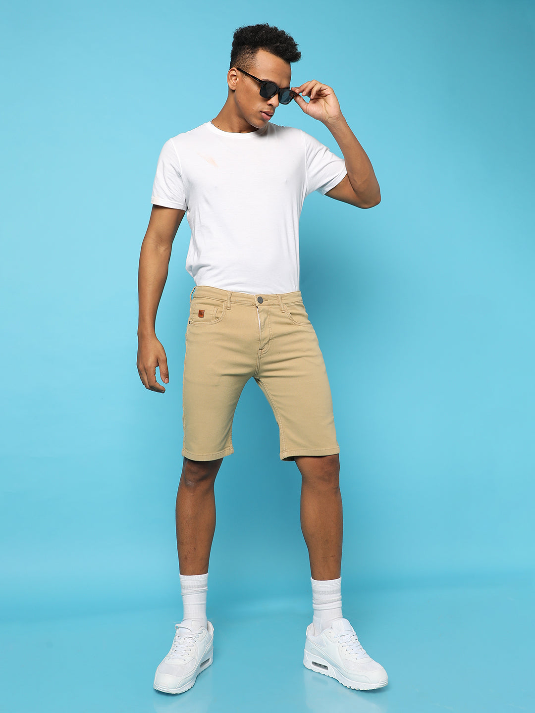 Solid Regular Denim Shorts