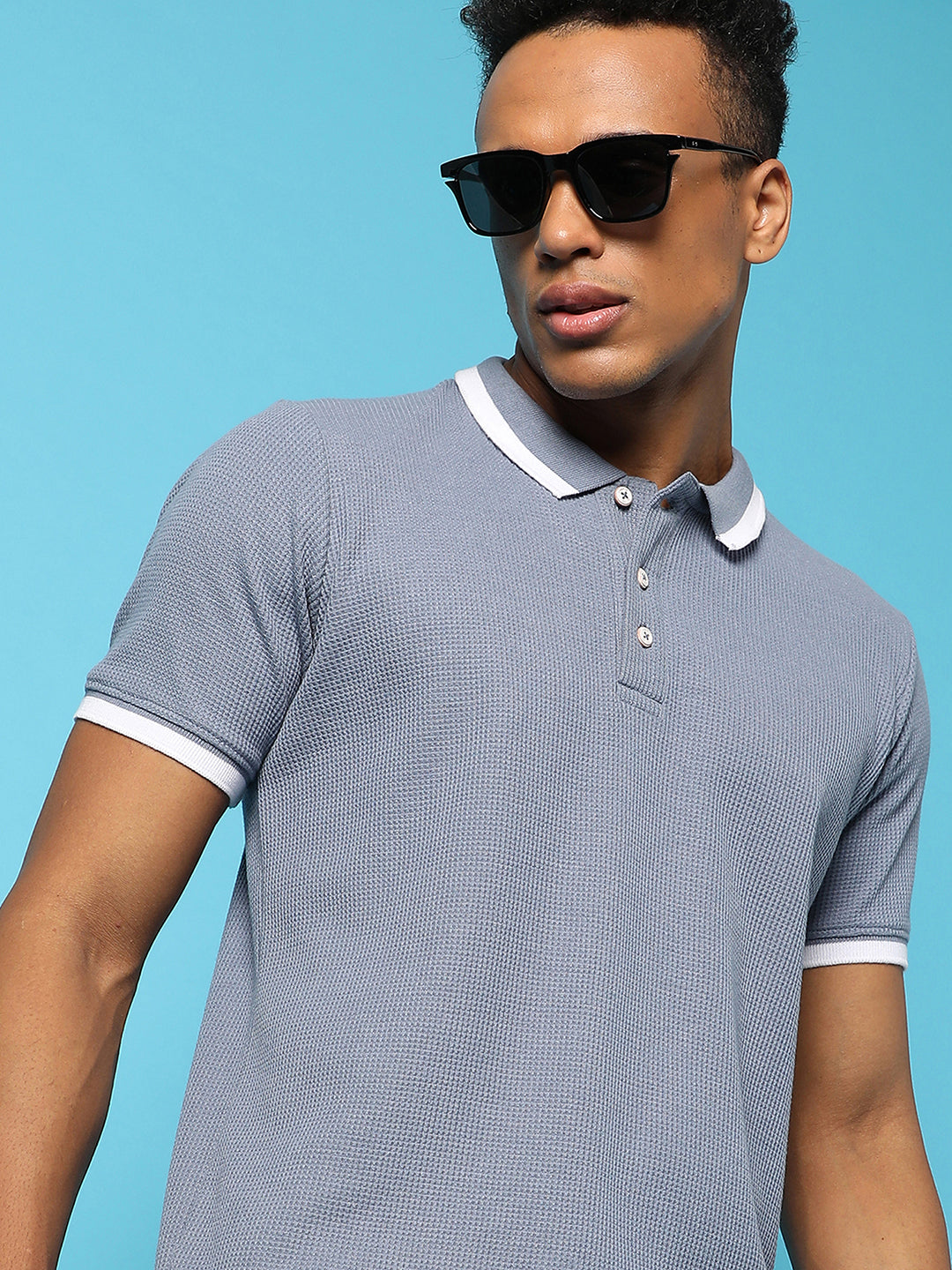 Solid Polo Neck T-Shirt