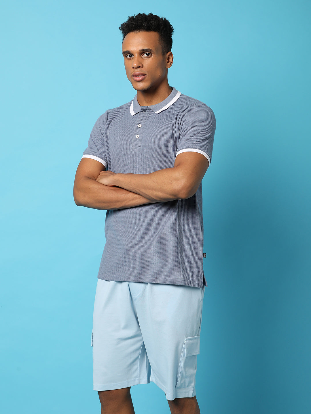 Solid Polo Neck T-Shirt