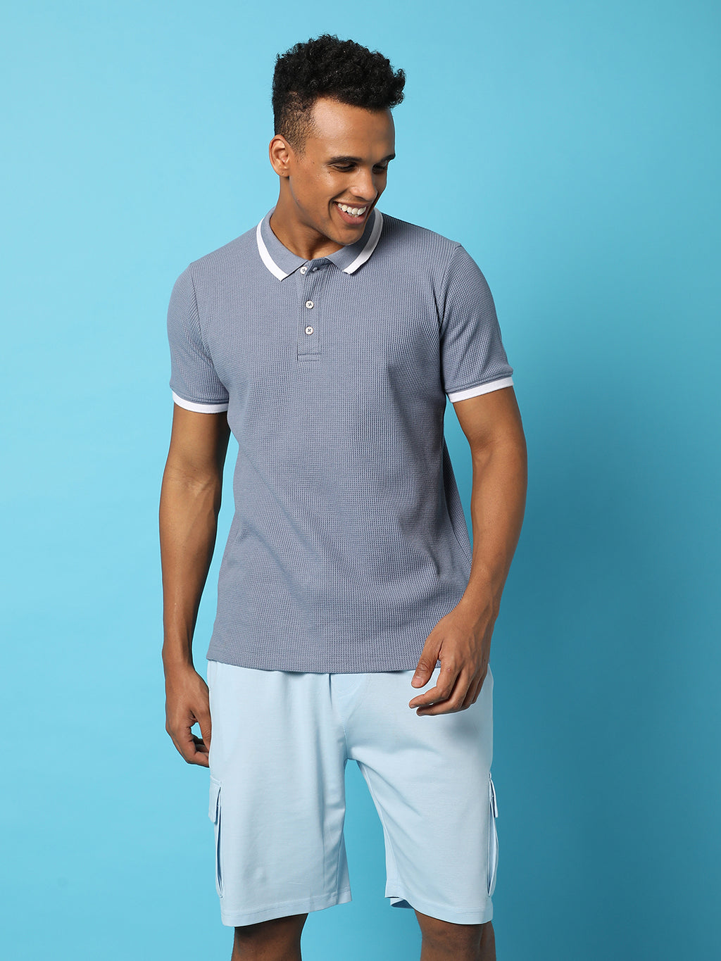 Solid Polo Neck T-Shirt