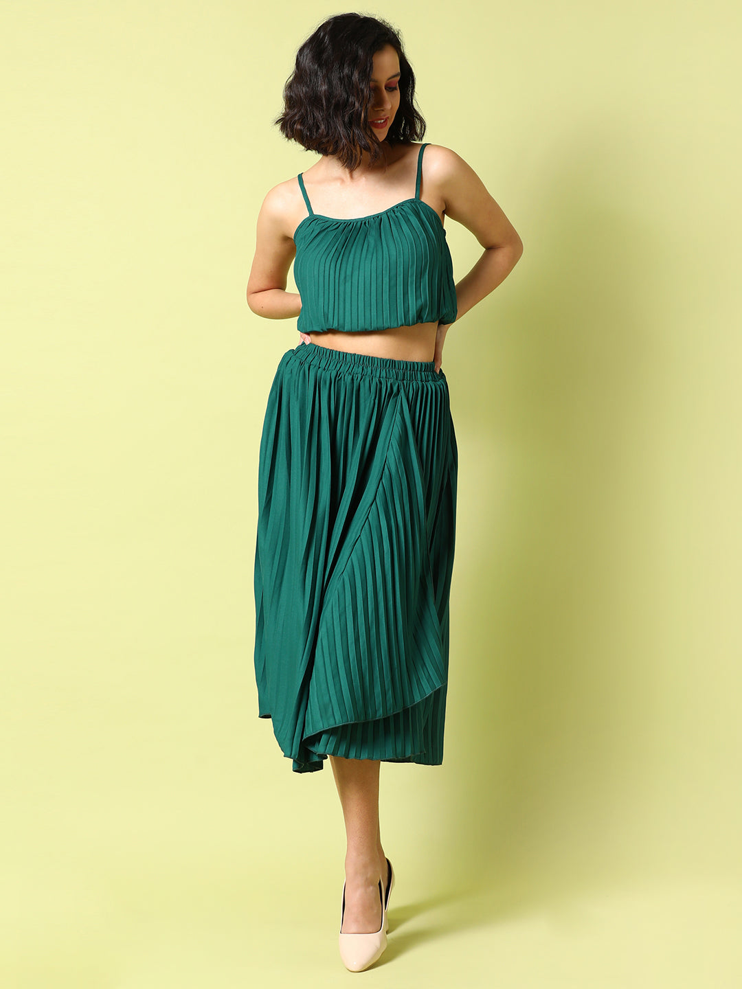 Pleated Blouson Co-Ord Set