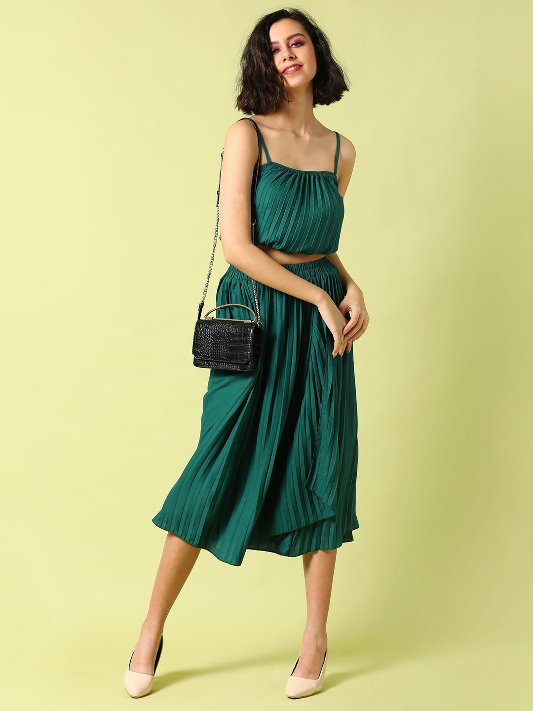 Pleated Blouson Co-Ord Set