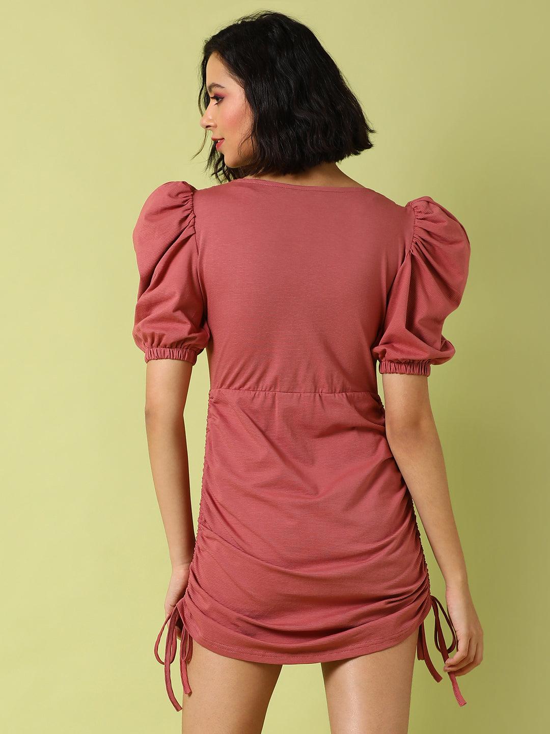 Solid Dress With Ruched Detail