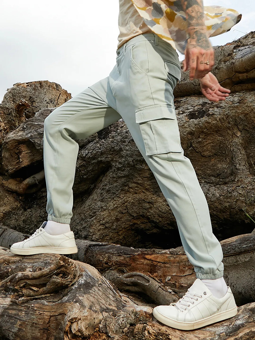 Cuffed Hem Cargo Trousers