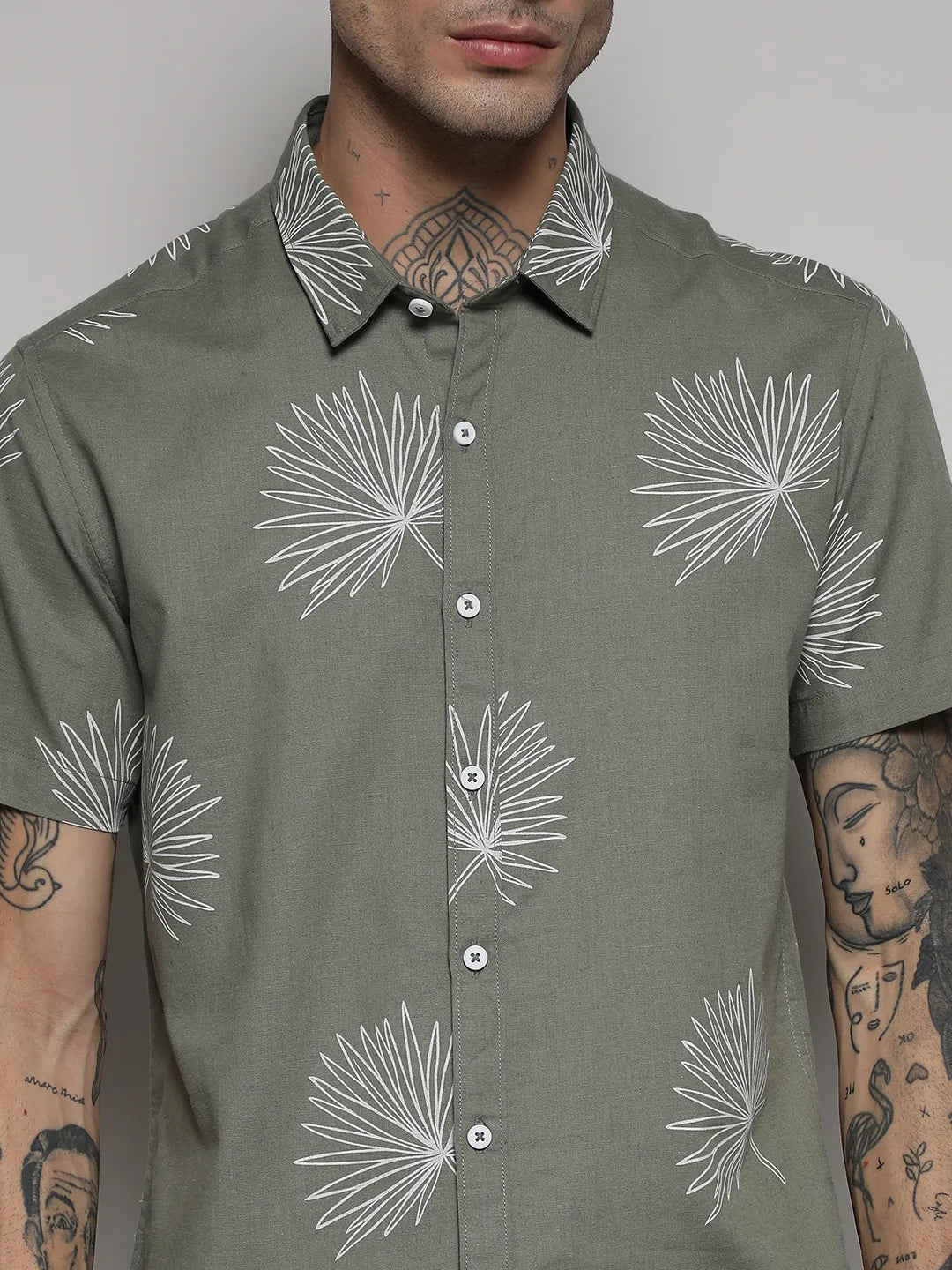 Sage Green Minimal Botanical Shirt