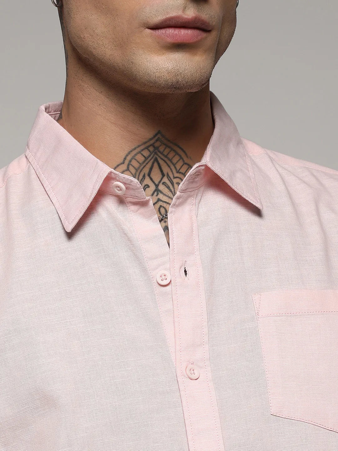 Solid Light Pink Regular Fit Shirt