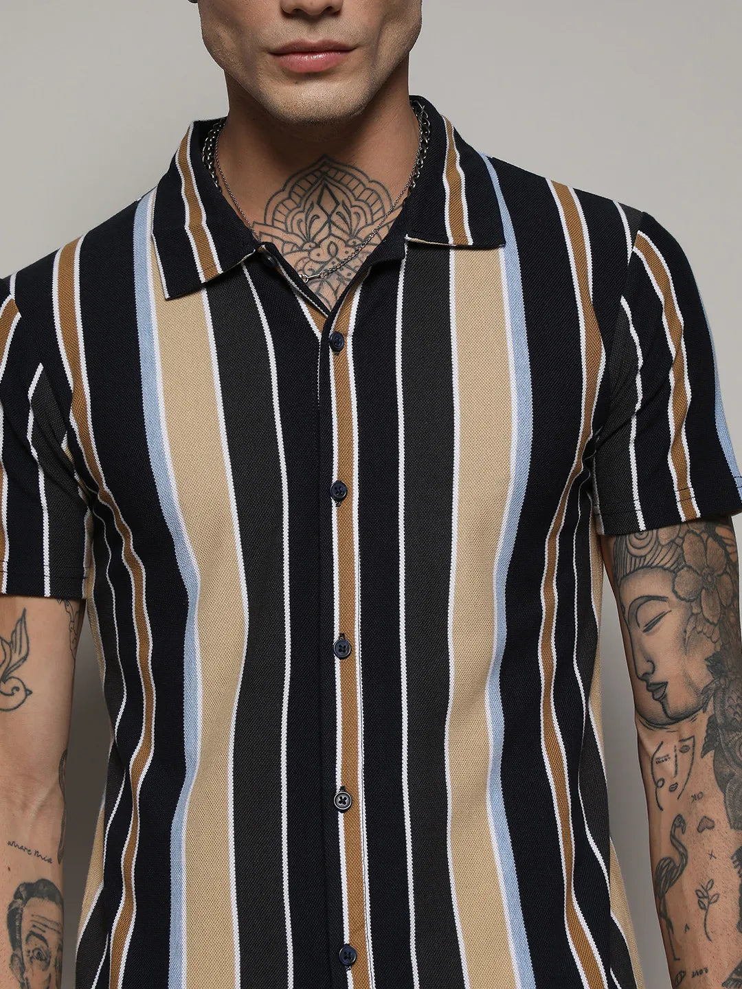 Striped Button Up Cotton Shirt