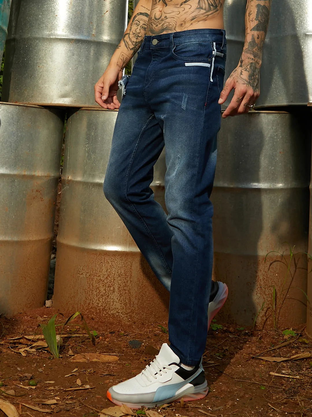 Tapered Denim Jeans