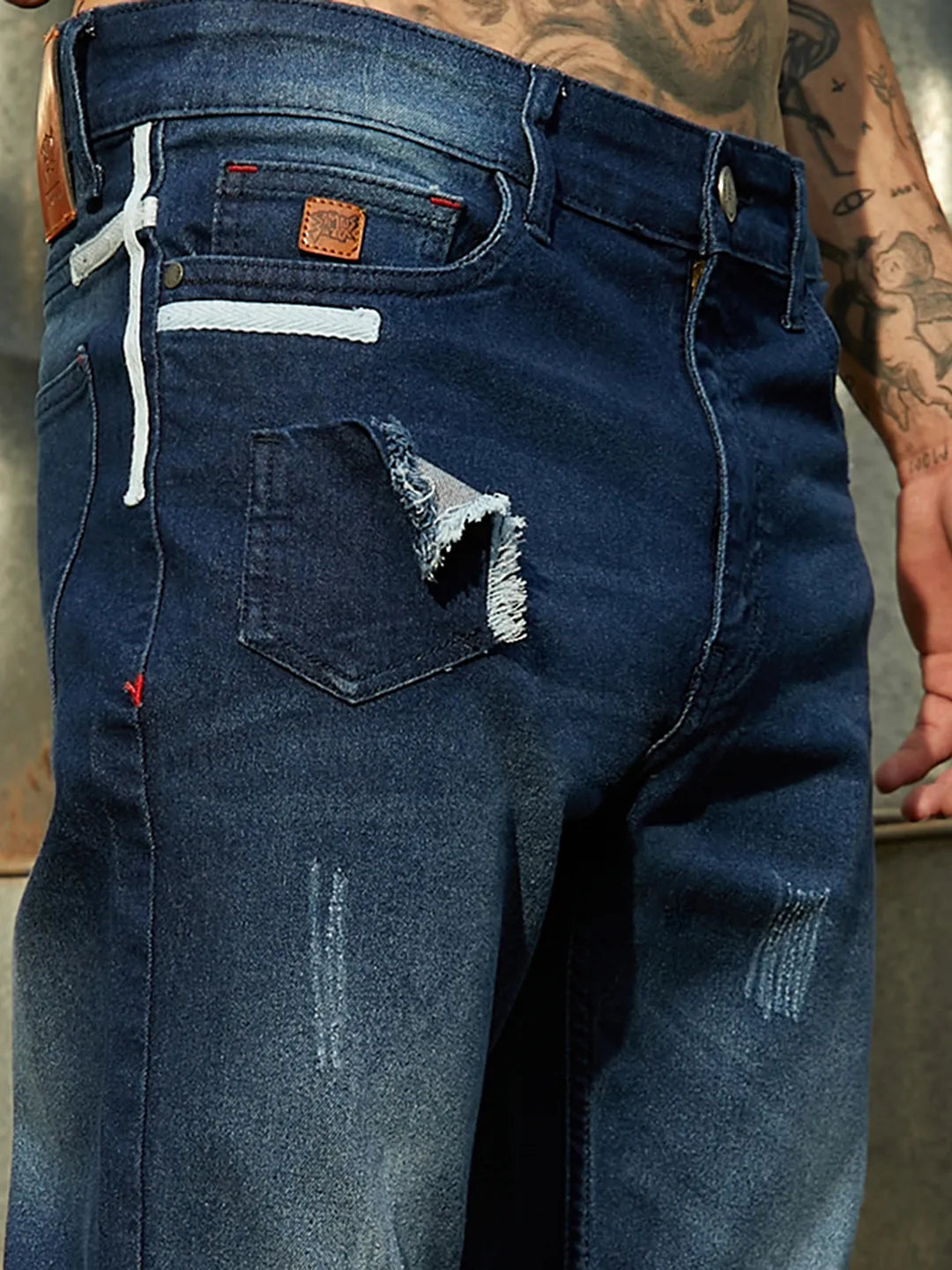 Tapered Dark- Wash Denim Jeans