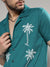 Teal Blue Palm Tree Knit Shirt