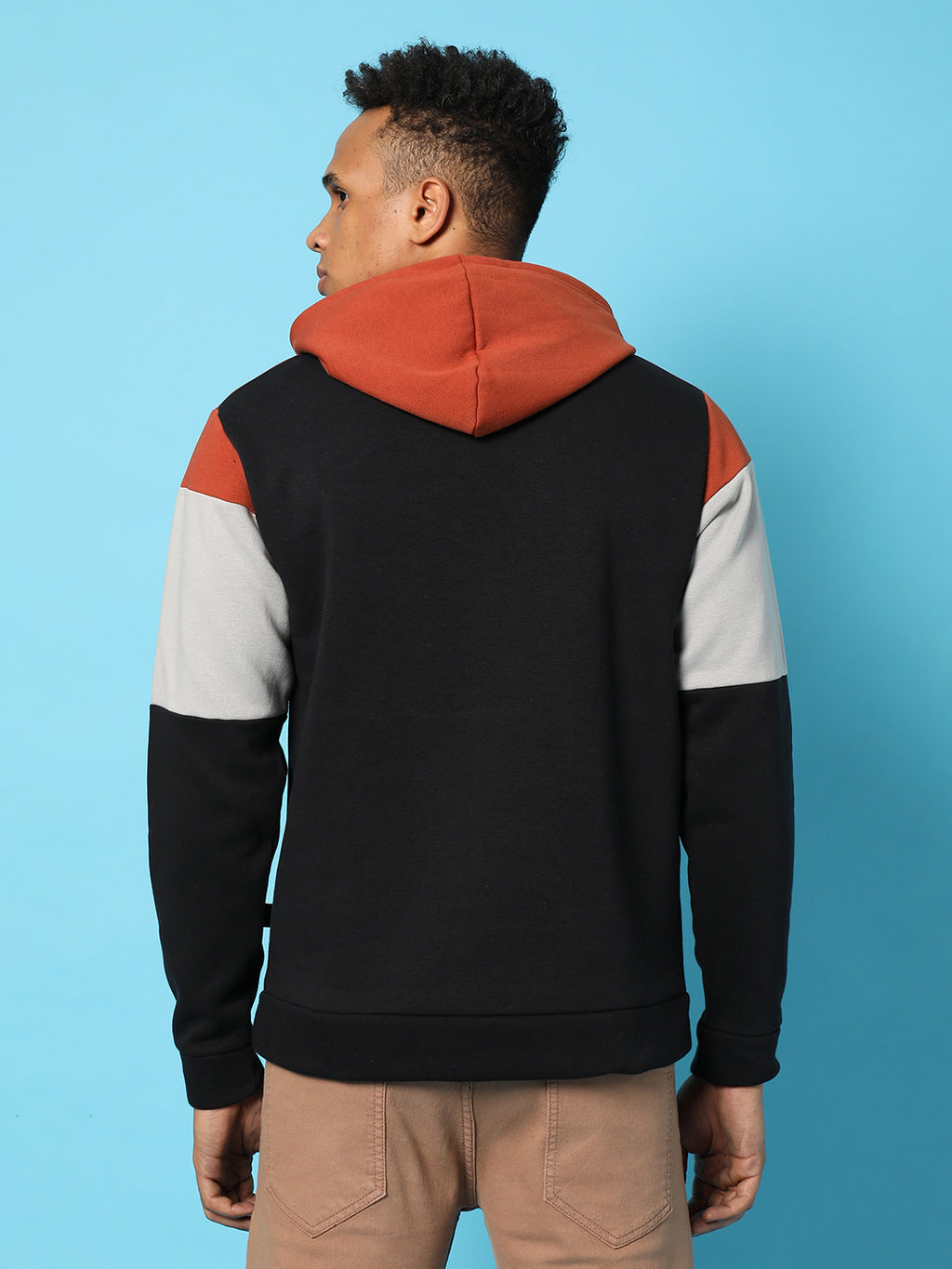 Colourblocked Hoodie With Kangaroo Pocket