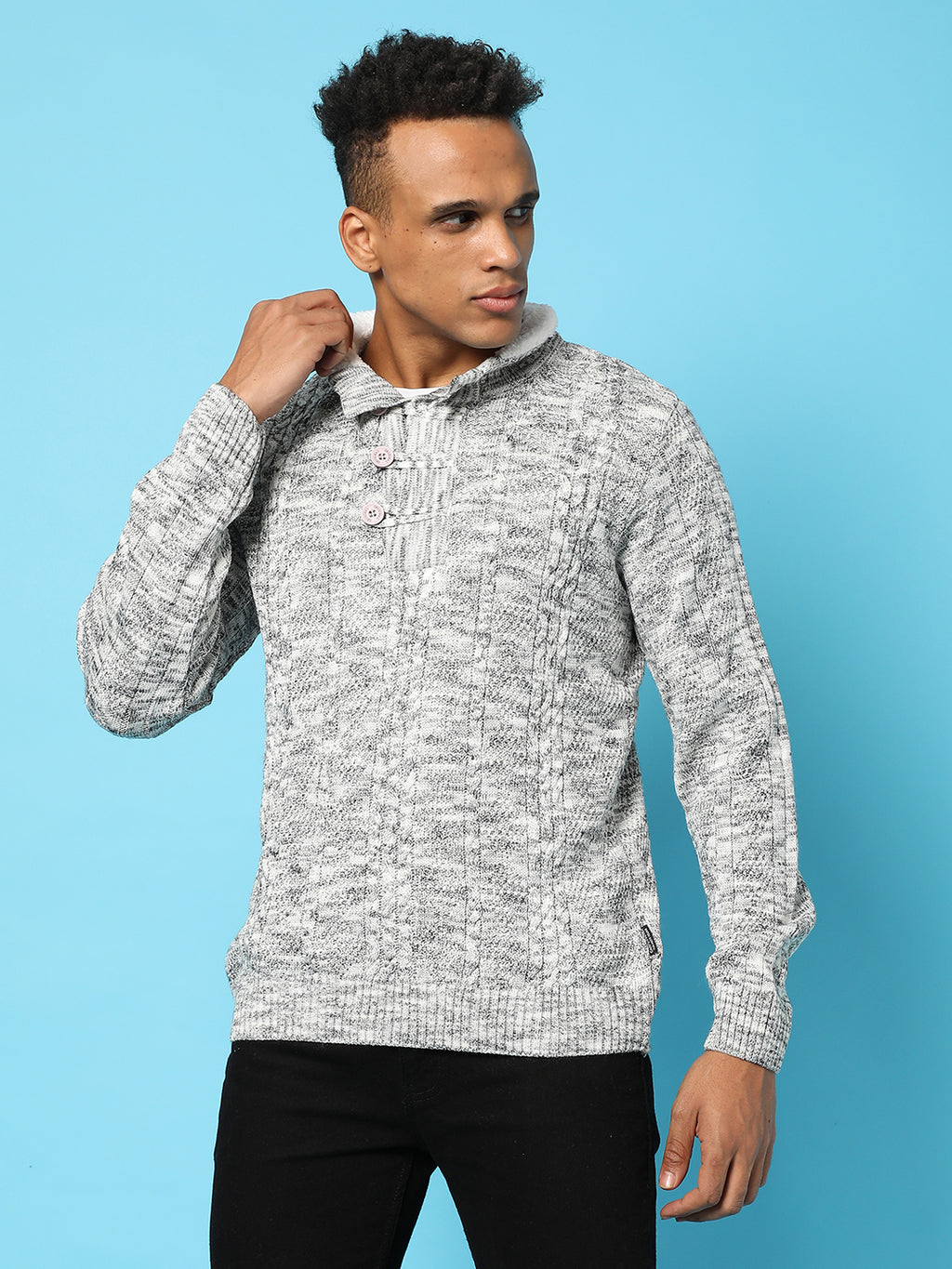 Heathered Cable Knit Sweater