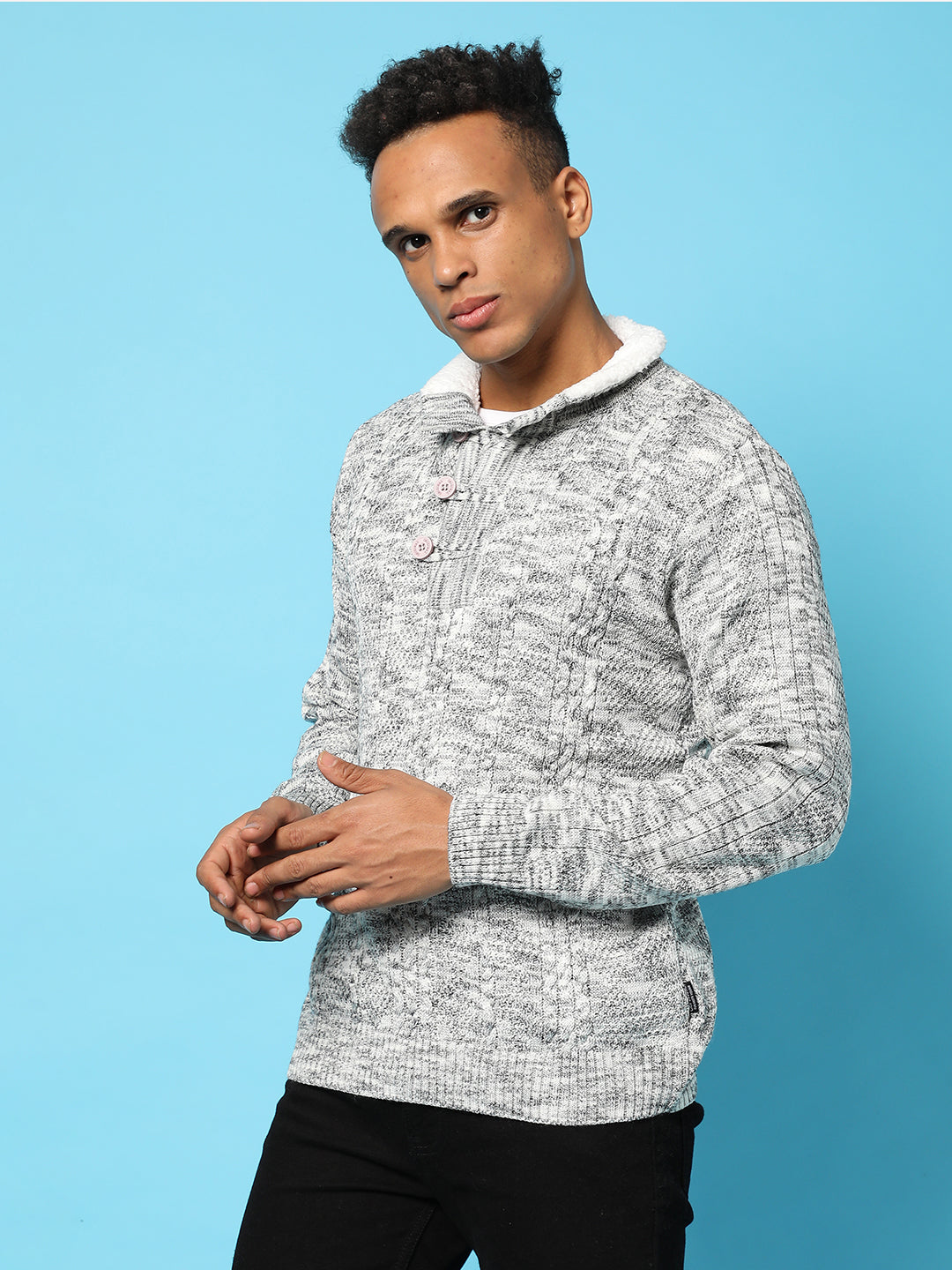 Heathered Cable Knit Sweater