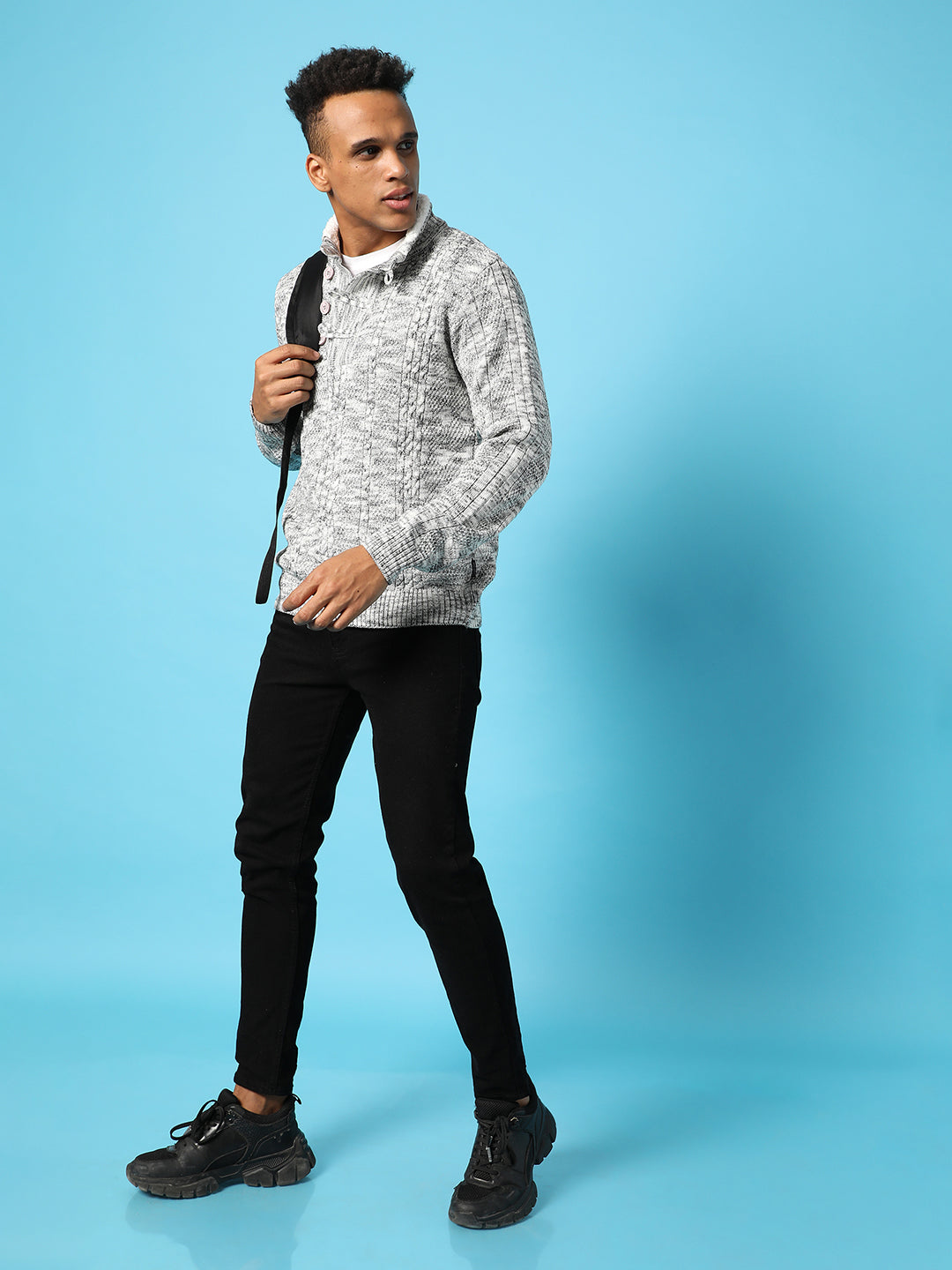 Heathered Cable Knit Sweater