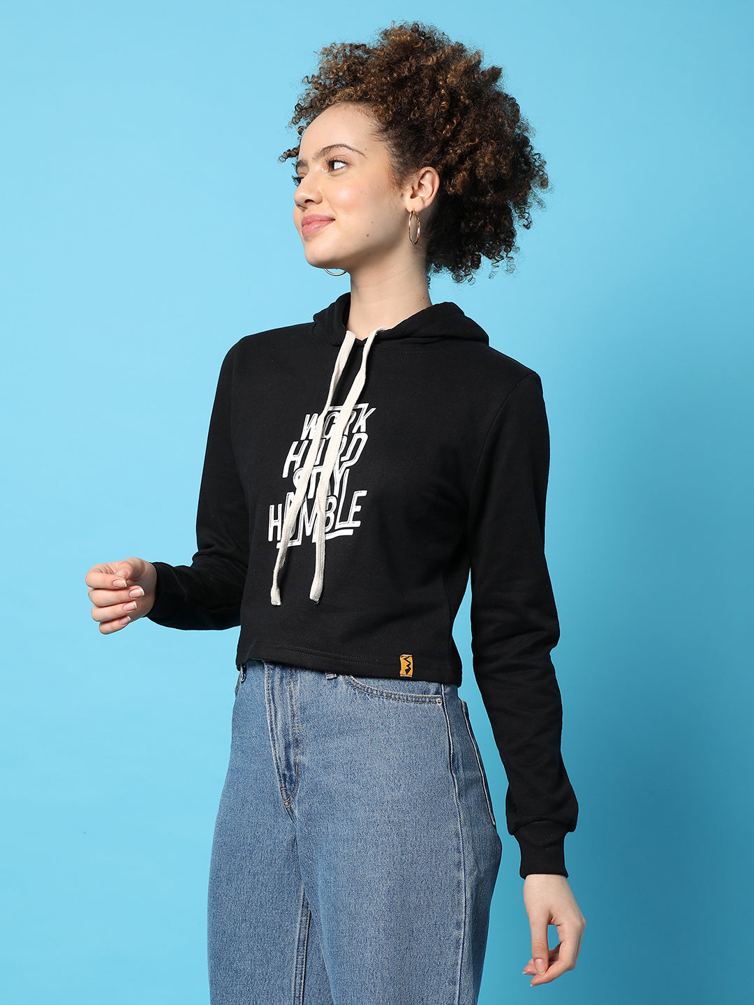 Typographic Print Hood Sweatshirt