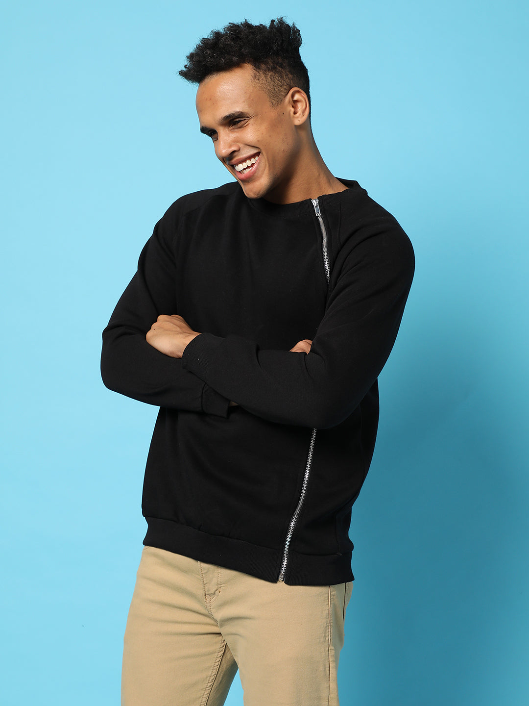 Sweatshirt With Asymmetriclal Zip