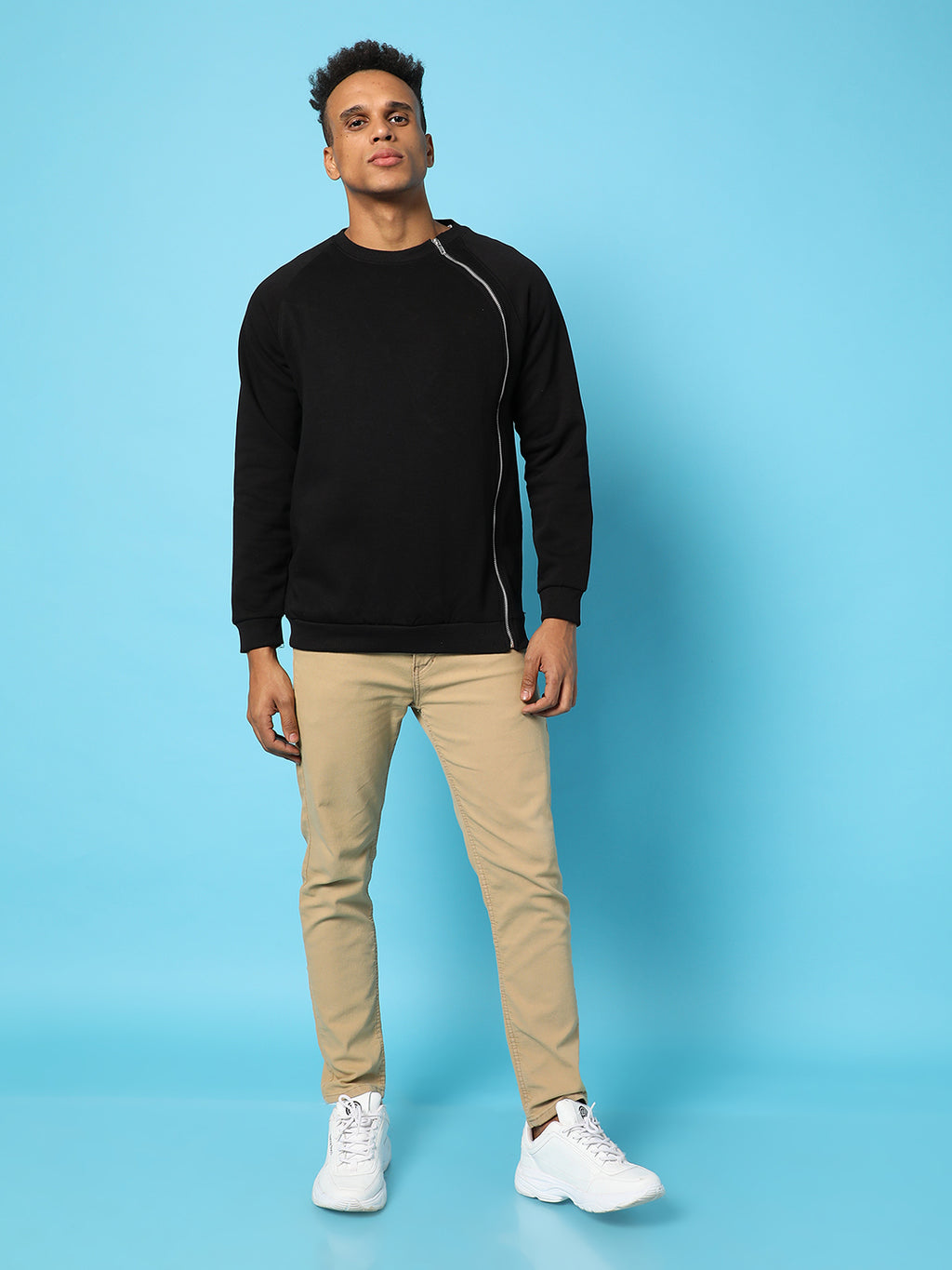 Sweatshirt With Asymmetriclal Zip