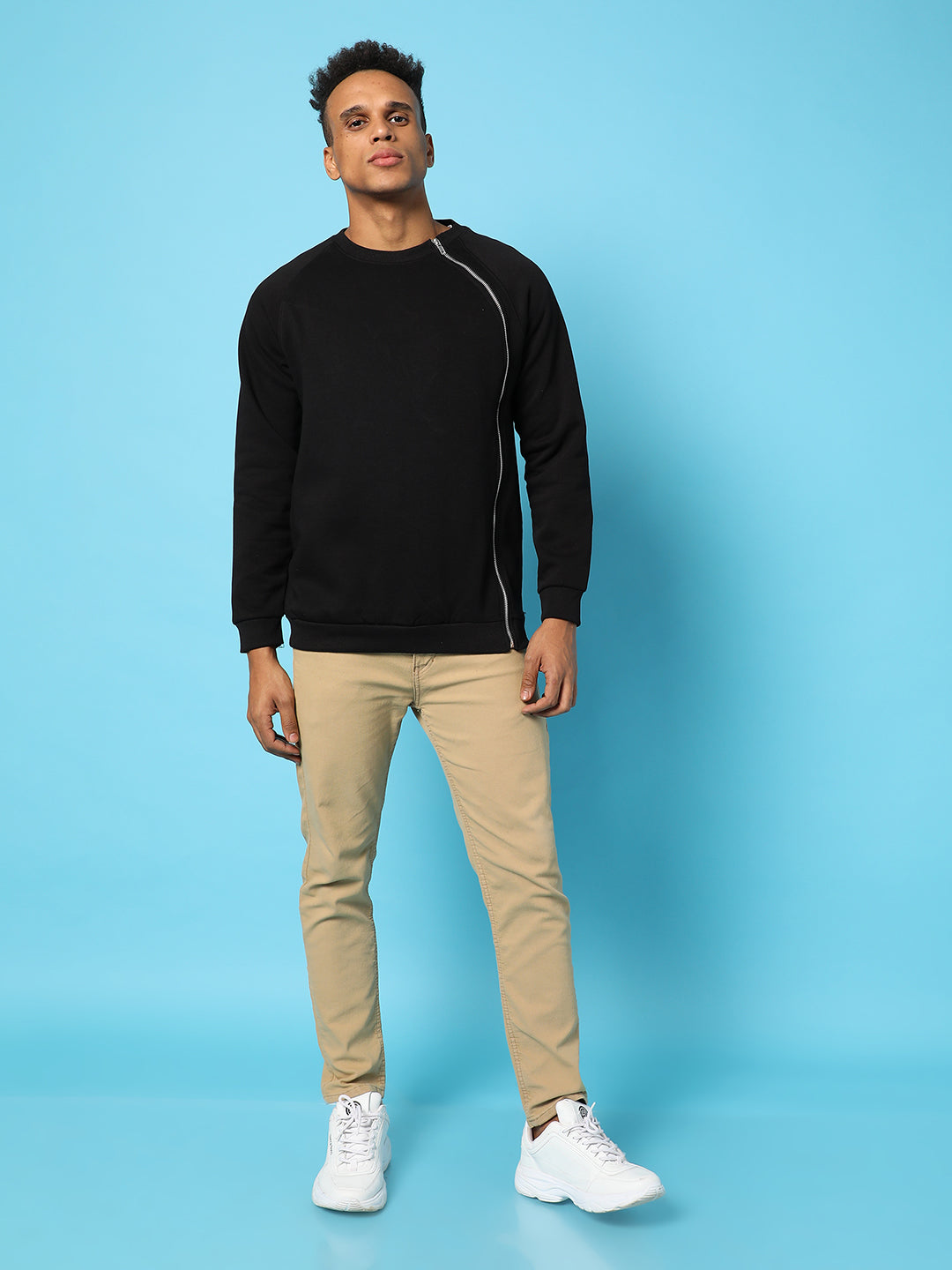 Sweatshirt With Asymmetriclal Zip