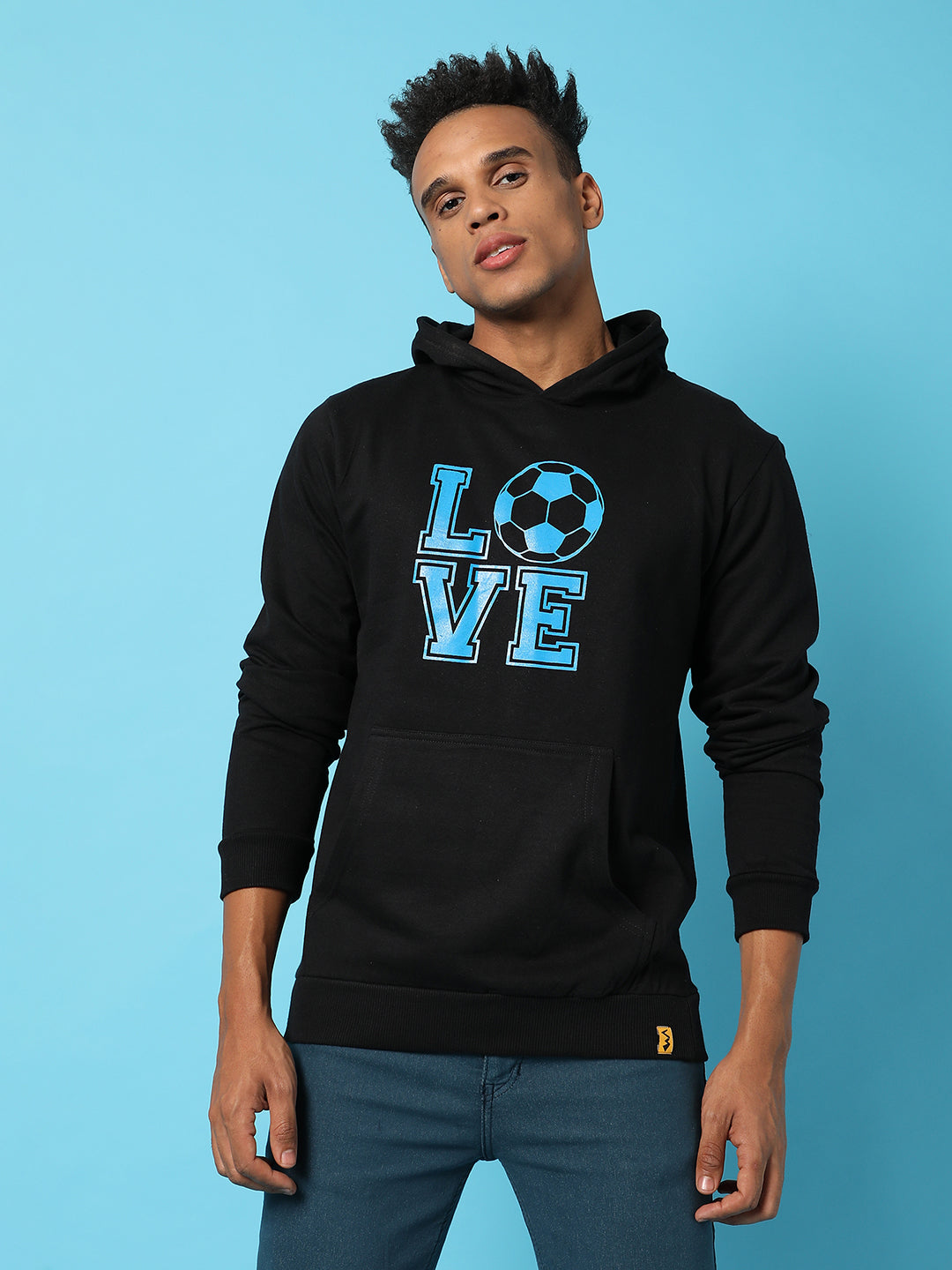 Typography Print Hoodie With Kangaroo Pocket