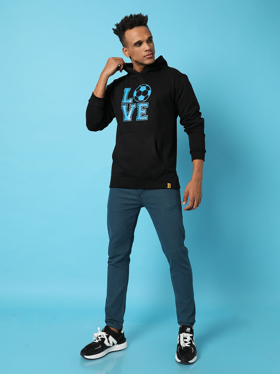 Typography Print Hoodie With Kangaroo Pocket