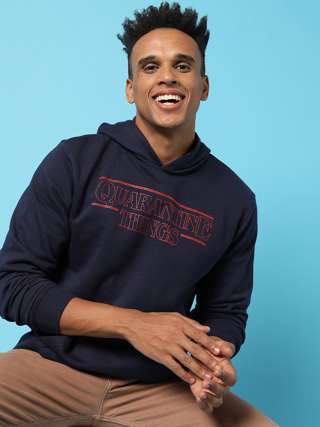 Typography Print Hoodie With Kangaroo Pocket