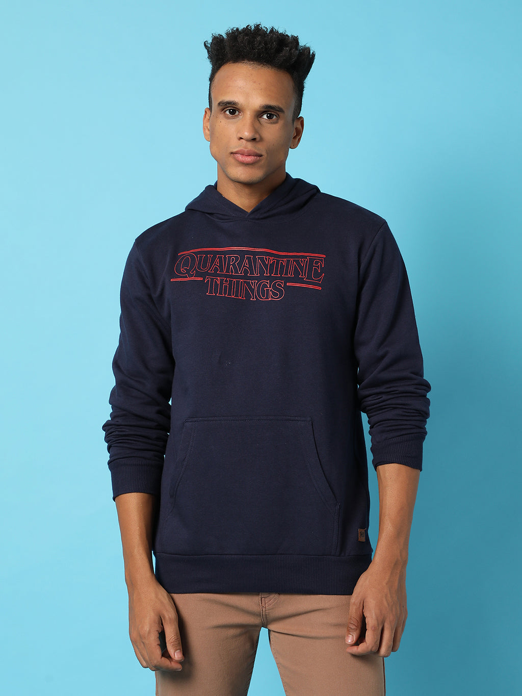 Typography Print Hoodie With Kangaroo Pocket
