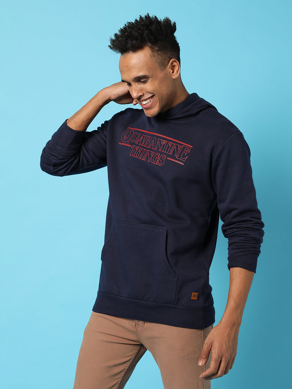 Typography Print Hoodie With Kangaroo Pocket