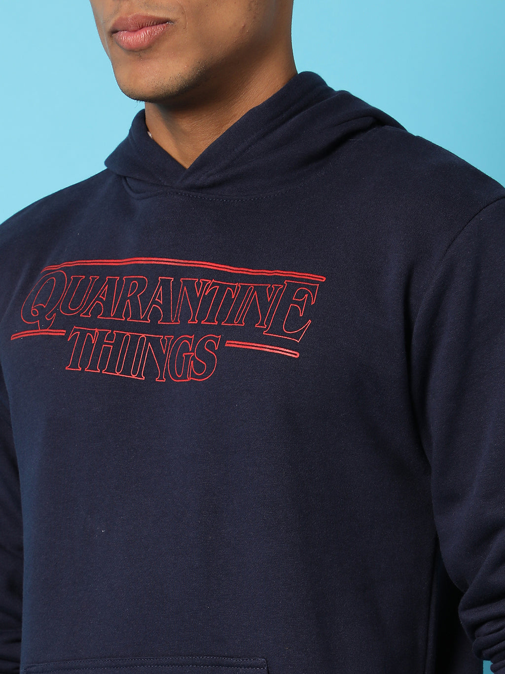 Typography Print Hoodie With Kangaroo Pocket