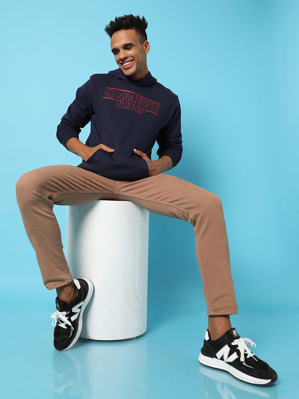 Typography Print Hoodie With Kangaroo Pocket