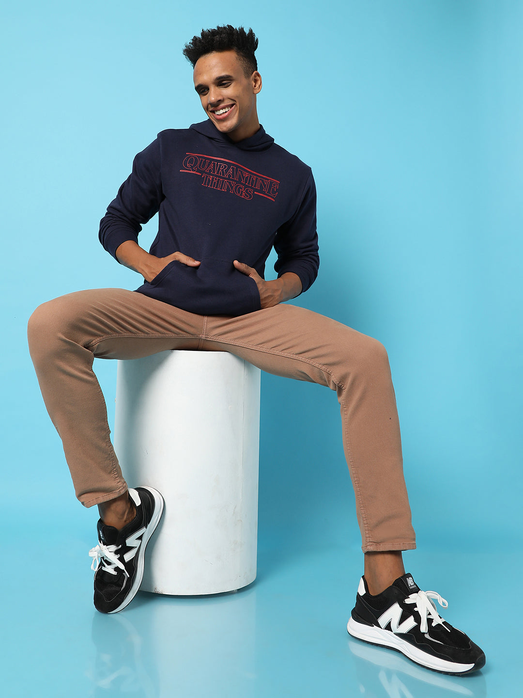 Typography Print Hoodie With Kangaroo Pocket