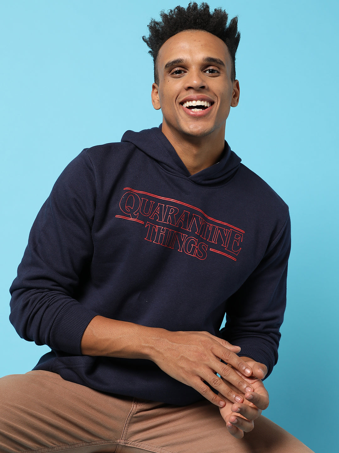 Typography Print Hoodie With Kangaroo Pocket