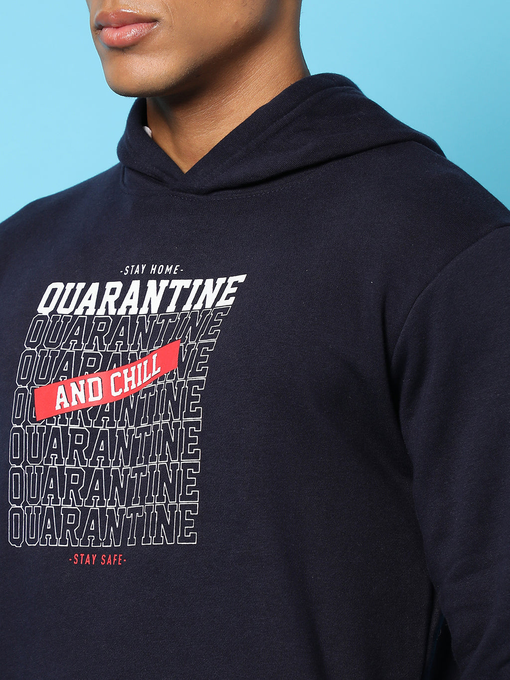 Typography Print Hoodie With Kangaroo Pocket