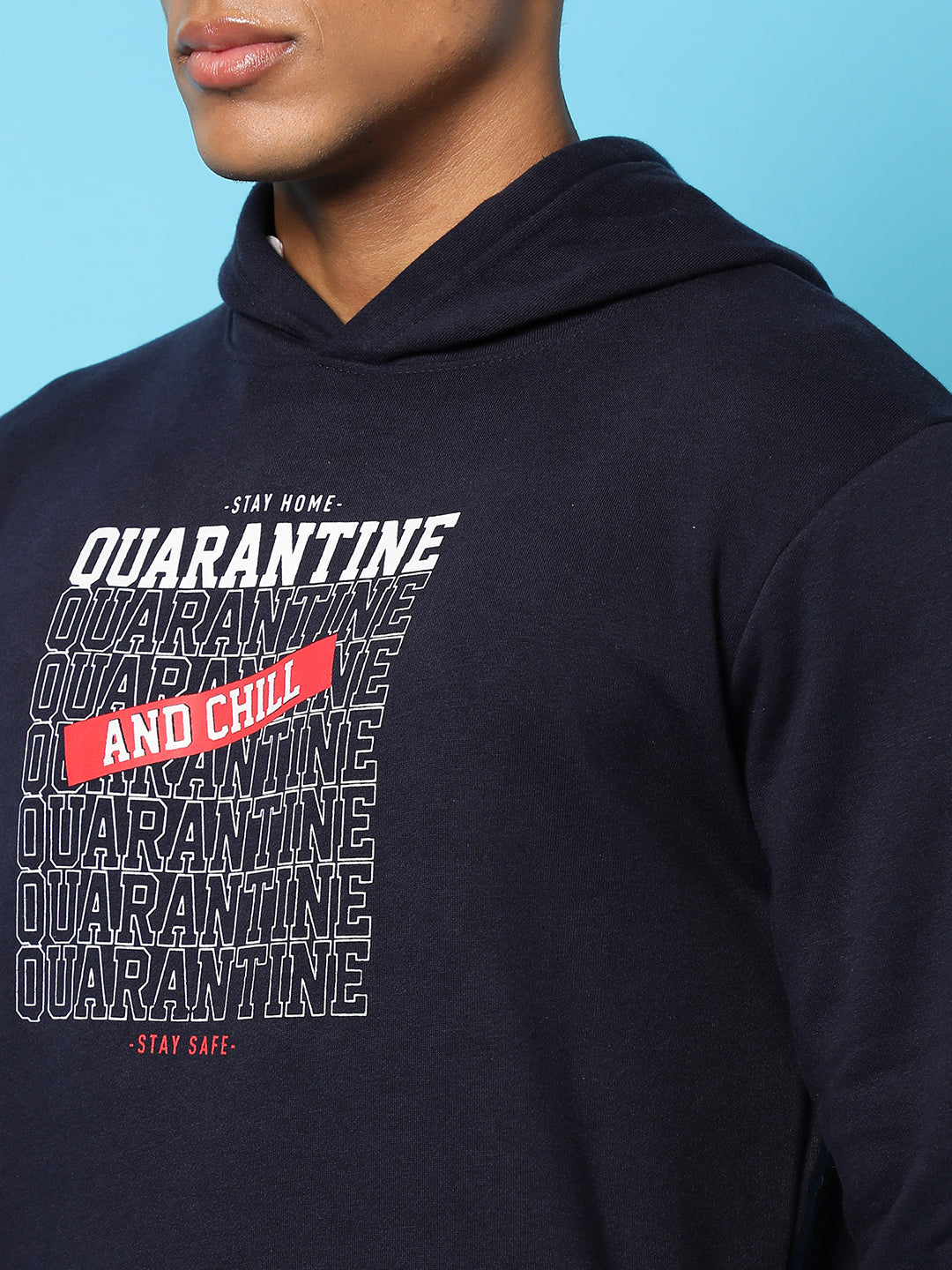 Typography Print Hoodie With Kangaroo Pocket