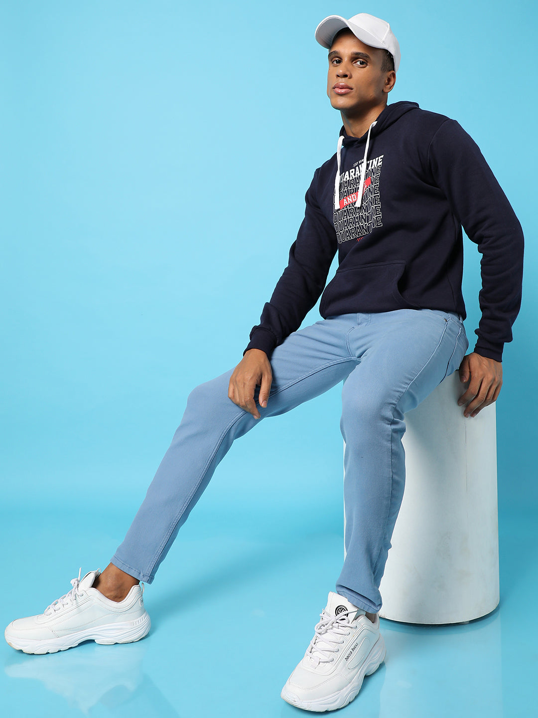 Typography Print Hoodie With Kangaroo Pocket