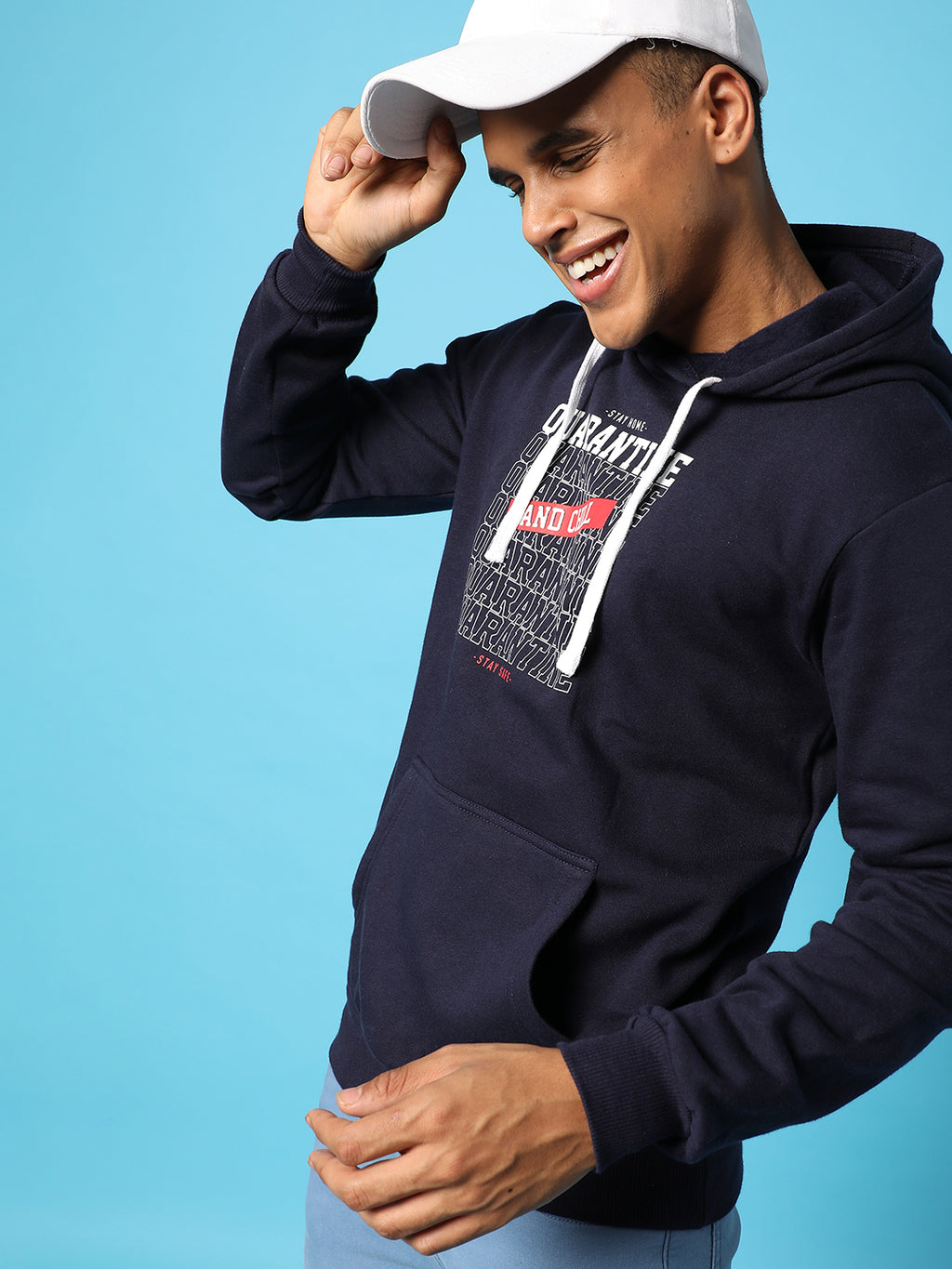 Typography Print Hoodie With Kangaroo Pocket